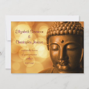 Buddha-Statue mit goldenem Bokeh-Hochzeit Einladung