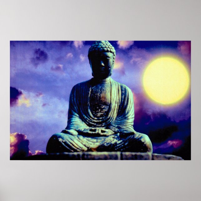 Buddha-Statue mit Sonne Poster (Vorne)