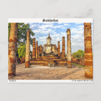 Buddha-Statue, Wat Mahathat, Sukhothai Postkarte