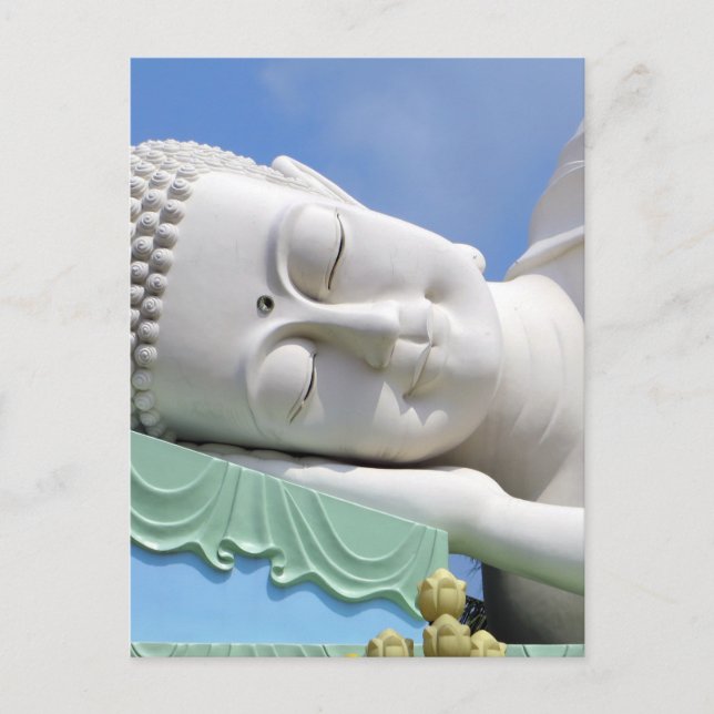 Buddha Statue zum Schlafen glücklichen Friedens Postkarte (Vorderseite)