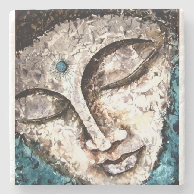 Buddha stellen Watercolor-Kunst-Stein-Untersetzer Steinuntersetzer (Vorderseite)