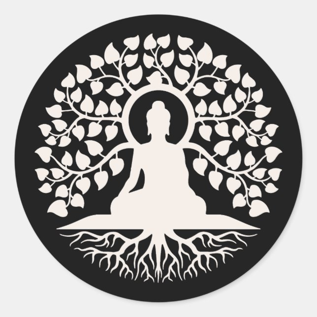 Buddha Tree of Life Spirituelle Art Runder Aufkleber (Vorderseite)