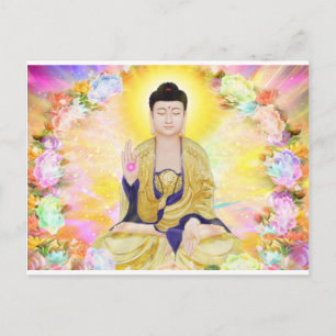 Buddha umgab durch Blumen Postkarte