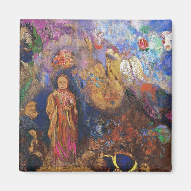 Buddha und die Blume von Odilon Redon Magnet (Vorne)