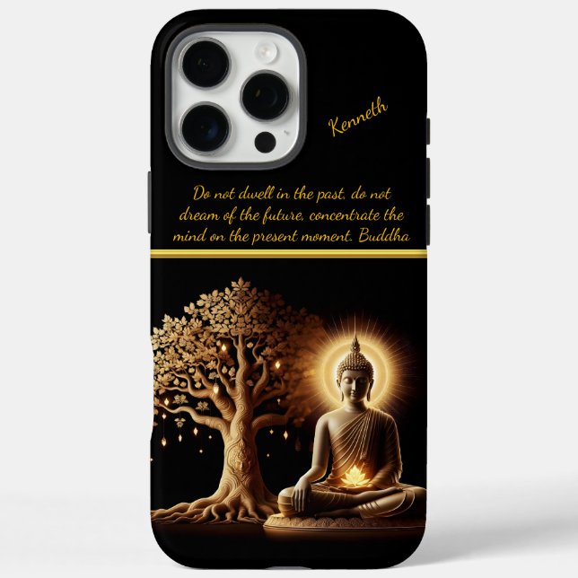 Buddha unter einem leuchtenden Baum iPhone 16 Pro Max Hülle (Rückseite)