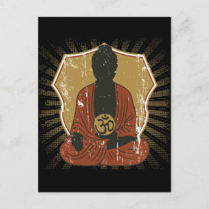 Buddha vermittelt Om-Symbol Postkarte