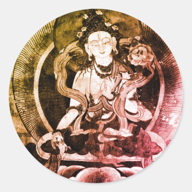 Buddha, Vintag Heruka, Tibet Runder Aufkleber (Vorderseite)