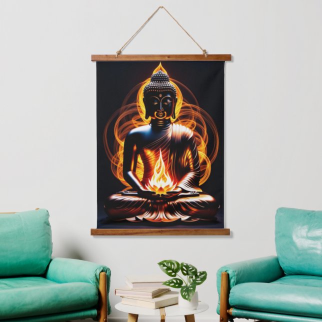 Buddha Wandteppich Mit Holzrahmen (Wohnzimmer)
