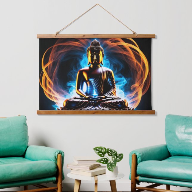 Buddha Wandteppich Mit Holzrahmen (Wohnzimmer)
