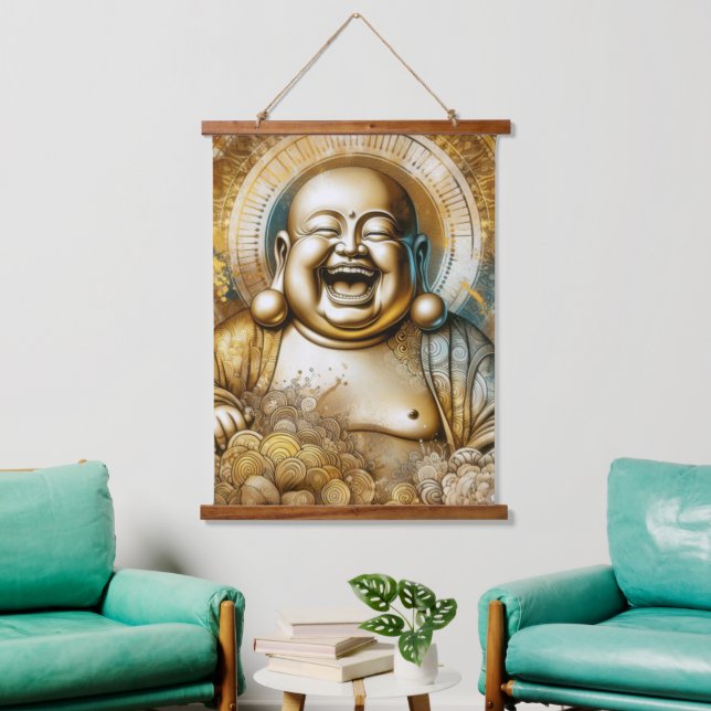Buddha Wandteppich Mit Holzrahmen (Wohnzimmer)