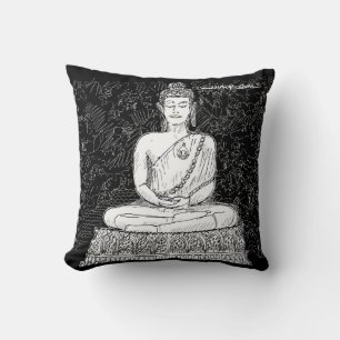 Buddha Wat Pho Temple Bangkok Thailand B&W Kissen