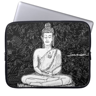 Buddha Wat Pho Temple Bangkok Thailand B&W Laptopschutzhülle