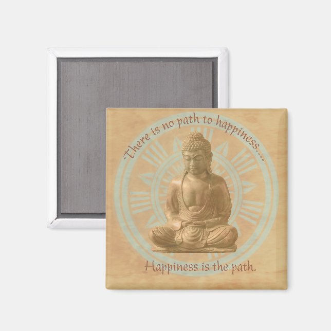Buddha - Weg zum Glück Mandala Magnet (Vorderseite/Rückseite)