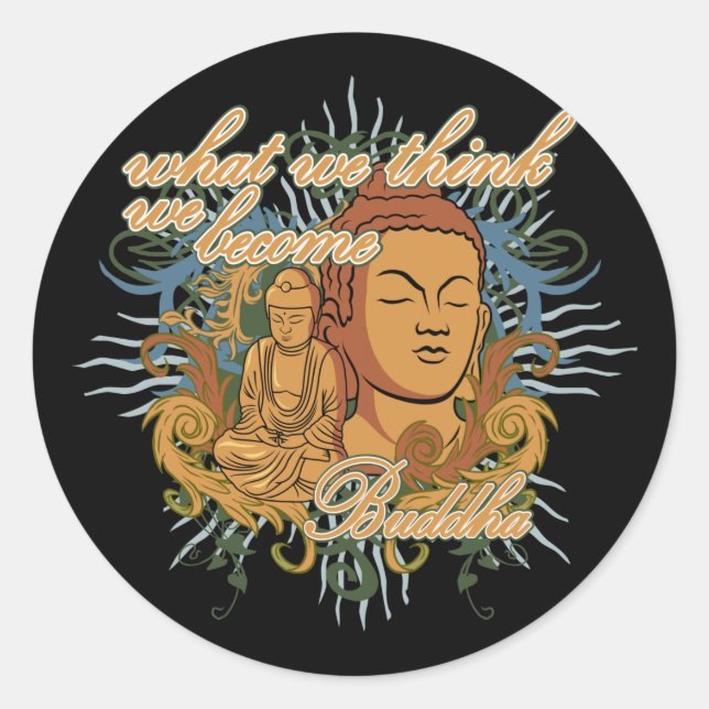 Buddha wird Zitat Runder Aufkleber (Vorderseite)