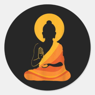 Buddha YingYang Zen Yoga, Relax, Enjoy Life Runder Aufkleber