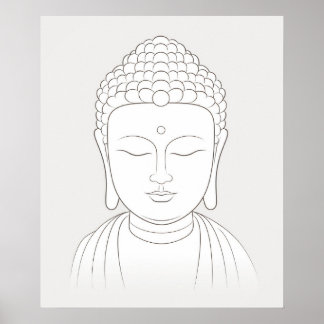 Buddha Yoga Meditation Minimalistische Linienkunst Poster