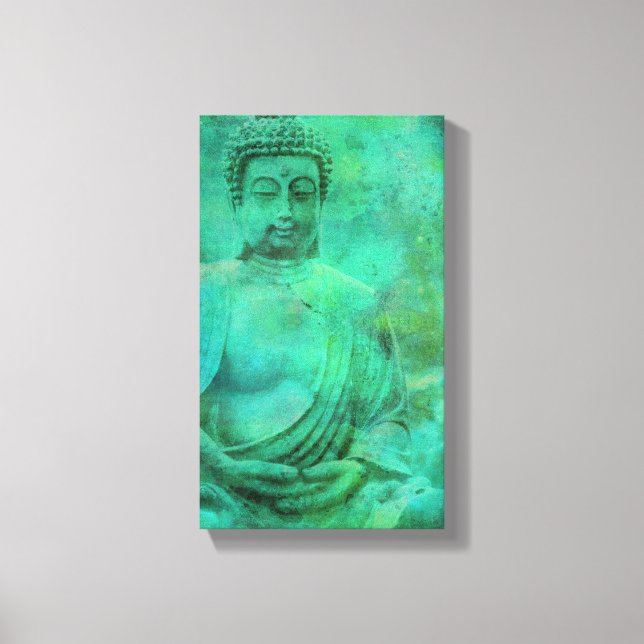 Buddha Zen Garden in der Leinwand Blau und Grün (Vorderseite)