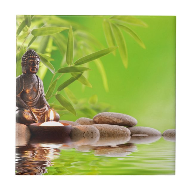 Buddha Zen Ruhe Garten Fliese (Vorderseite)