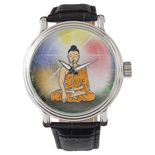 Buddhas Erleuchtung Armbanduhr (Vorderseite)