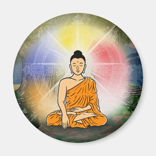 Buddhas Erleuchtung & Dharma Wheel Magnet (Vorne)