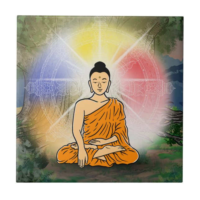 Buddhas Erleuchtung Keramik Tile Fliese (Vorderseite)