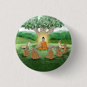 Buddhas erster Lehrknopf Button