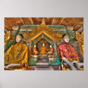 Buddhas in einem Tempel Poster