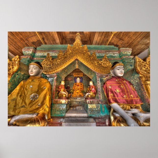 Buddhas in einem Tempel Poster (Vorne)