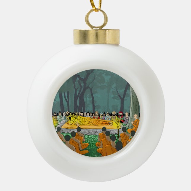Buddhas letztes Weihnachtsschmuck in Nirvana Keramik Kugel-Ornament (Vorderseite)