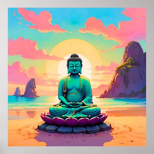 Buddhas Sunset Reflektion Poster (Vorne)