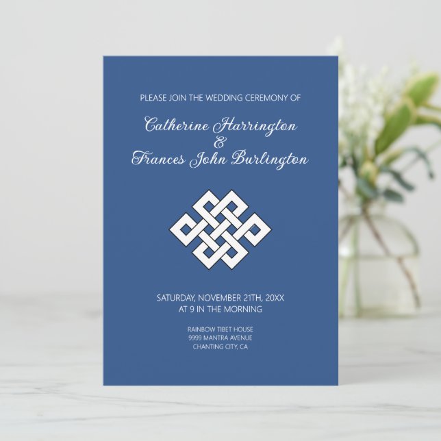 Buddhism Endless Knot Buddhist Wedding Ceremony  Einladung (Stehend Vorderseite)