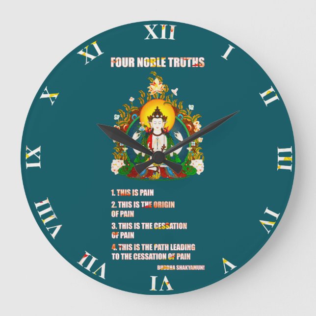 Buddhism Four Noble Truths Buddha Teachings Große Wanduhr (Vorderseite)