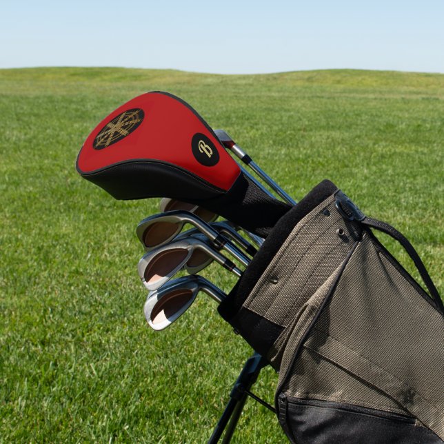  Buddhism Golden Dharma Wheel Monogram Golf Headcover (In SItu)