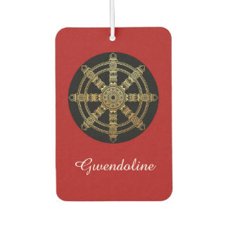Buddhism Golden Dharma Wheel Personalized Autolufterfrischer