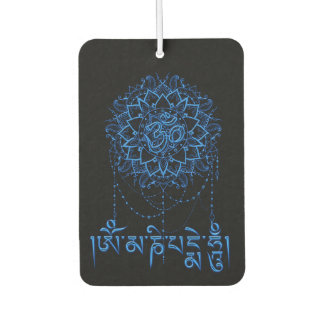 Buddhism Mani Mantra In Blue With Mandala Autolufterfrischer