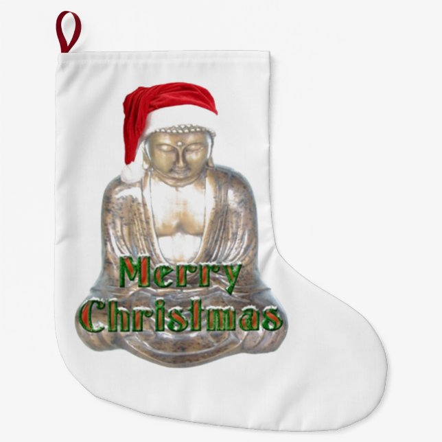 Buddhismus - Buddha - frohe Weihnachten Großer Weihnachtsstrumpf (Vorderseite)