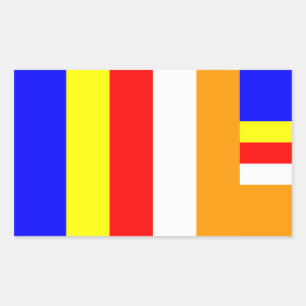 Buddhismus - Buddhistische Flagge Rechteckiger Aufkleber