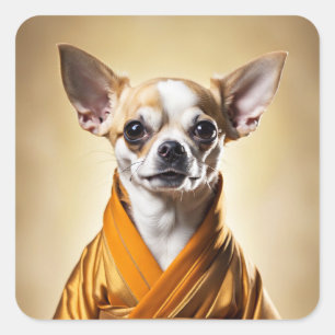 Buddhist Chihuahua Quadratischer Aufkleber
