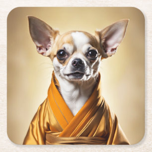 Buddhist Chihuahua Rechteckiger Pappuntersetzer