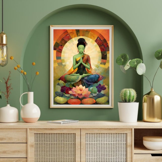 Buddhistische Göttin Green Tara Blumenzen Poster (Von Creator hochgeladen)
