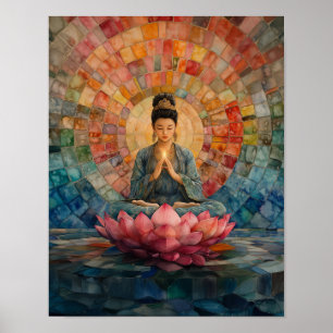 Buddhistische Göttin Guanyin Regenbogen-Mosaikkuns Poster