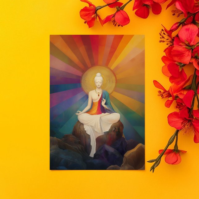 Buddhistische Göttin White Tara Rainbow Portrait A Postkarte (Von Creator hochgeladen)