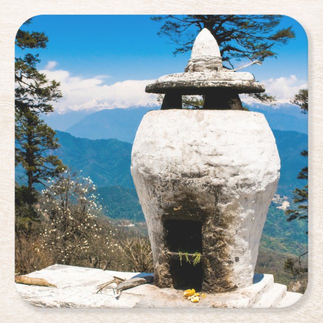 Buddhistische Kultstätte Rechteckiger Pappuntersetzer (Vorderseite)