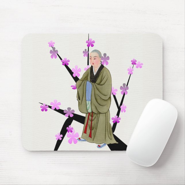 Buddhistische Mönchsweibchen Mousepad (Mit Mouse)