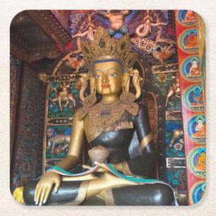 Buddhistische Statue im Litang-Kloster Rechteckiger Pappuntersetzer