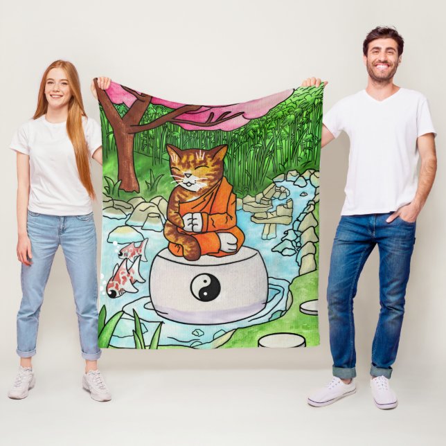 Buddhistische Tabby Meditation Cat Fleecedecke (Beispiel)