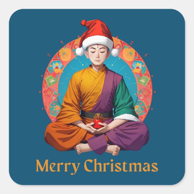 Buddhistische Weihnachten Quadratischer Aufkleber (Vorderseite)