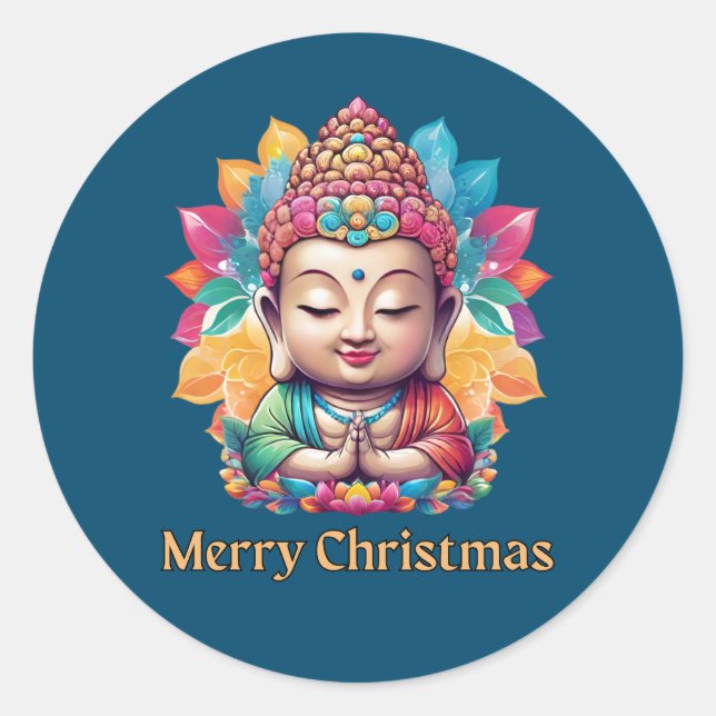 Buddhistische Weihnachten Runder Aufkleber (Vorderseite)