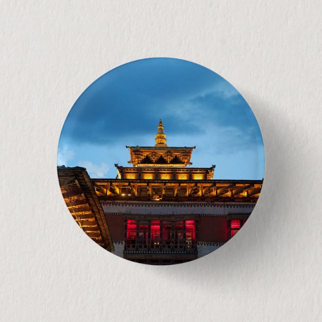 Buddhistischer Dzong-Dom Button (Vorderseite)
