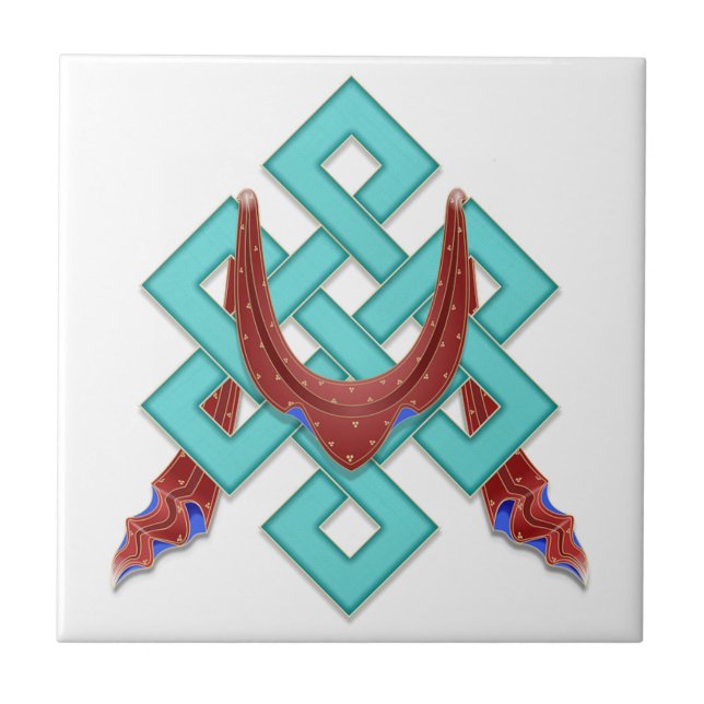 buddhistischer ewiger Knoten Fliese (Vorderseite)